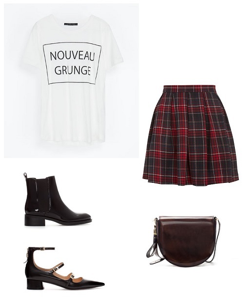 look entretiempo falda tartan