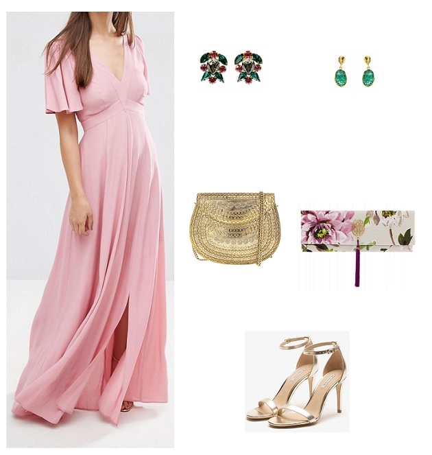 look boda maxi vestido rosa