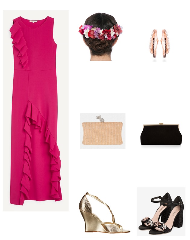 look boda vestido fucsia